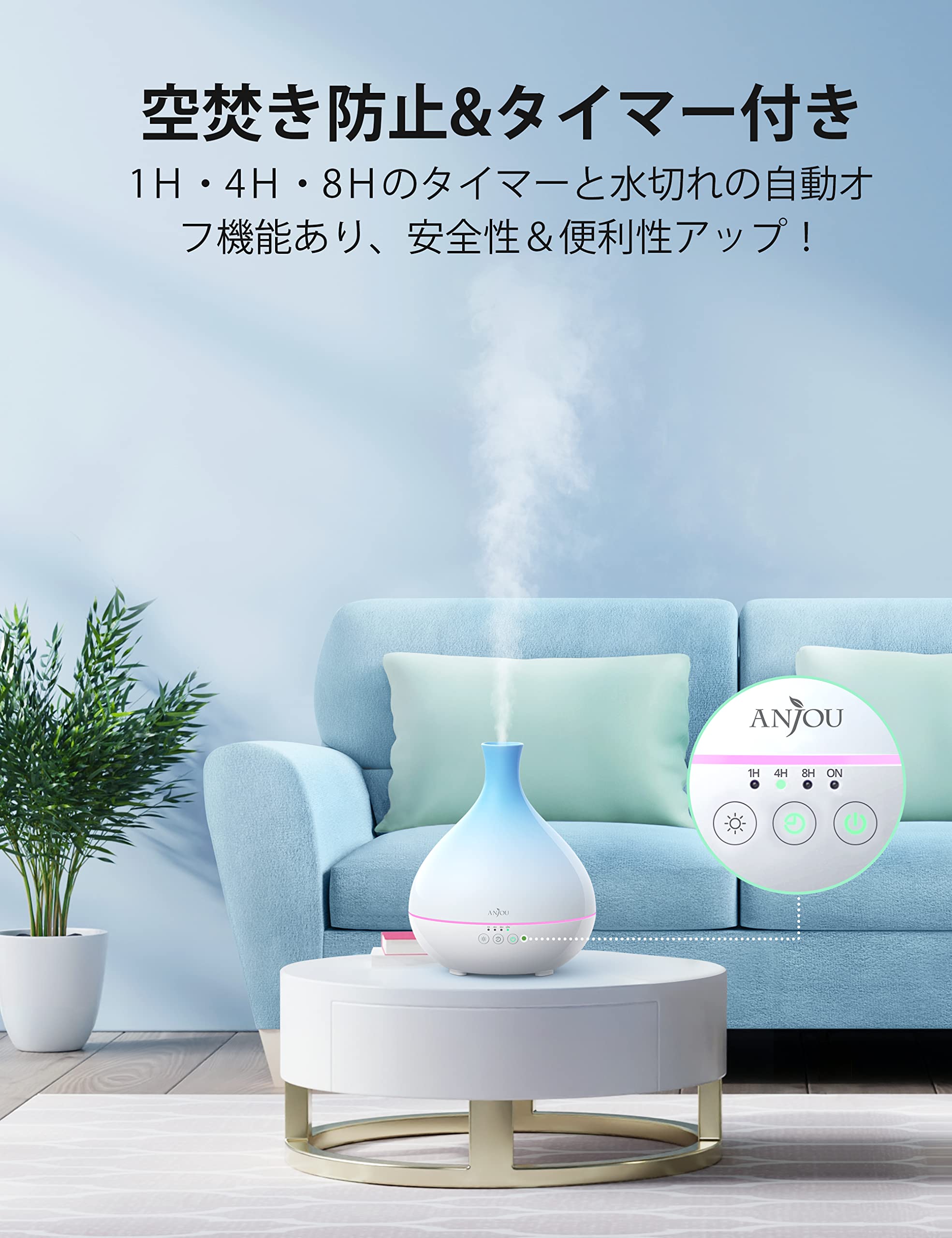 Amazon.co.jp: 加湿器 アロマディフューザー 卓上加湿器 超音波式加湿